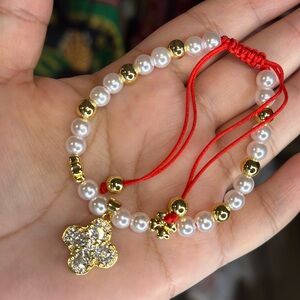 Elegant Gold and White Beaded Bracelet